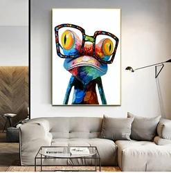 Cute Frog Graffiti Art Canvas Paintings Abstract Animals Posters and Prints on Canvas Wall Art Picture for Living Room Decor