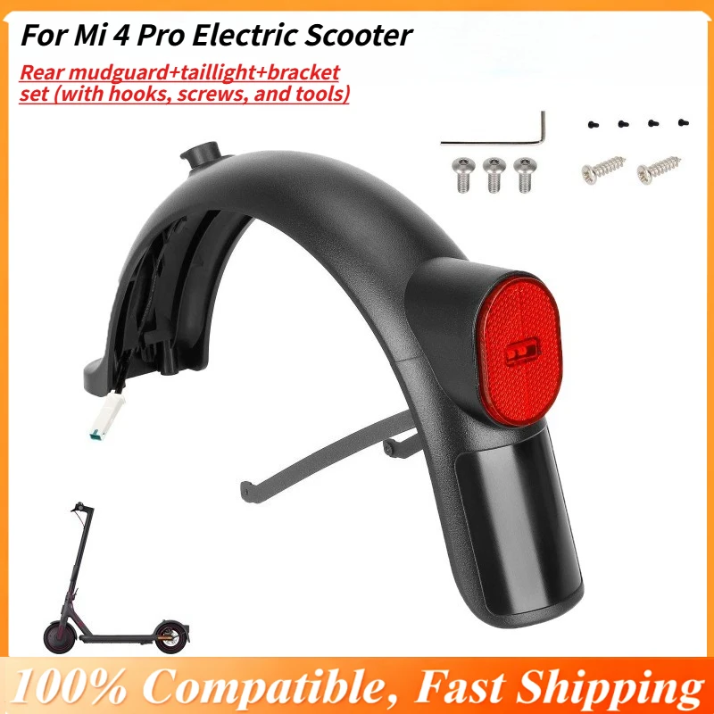 All-in-One Rear Assembly Kit for Mi 4 Pro, Includes Fender, Aluminum Bracket Brake Tail Light Hook & Tools, Complete Upgrade Set