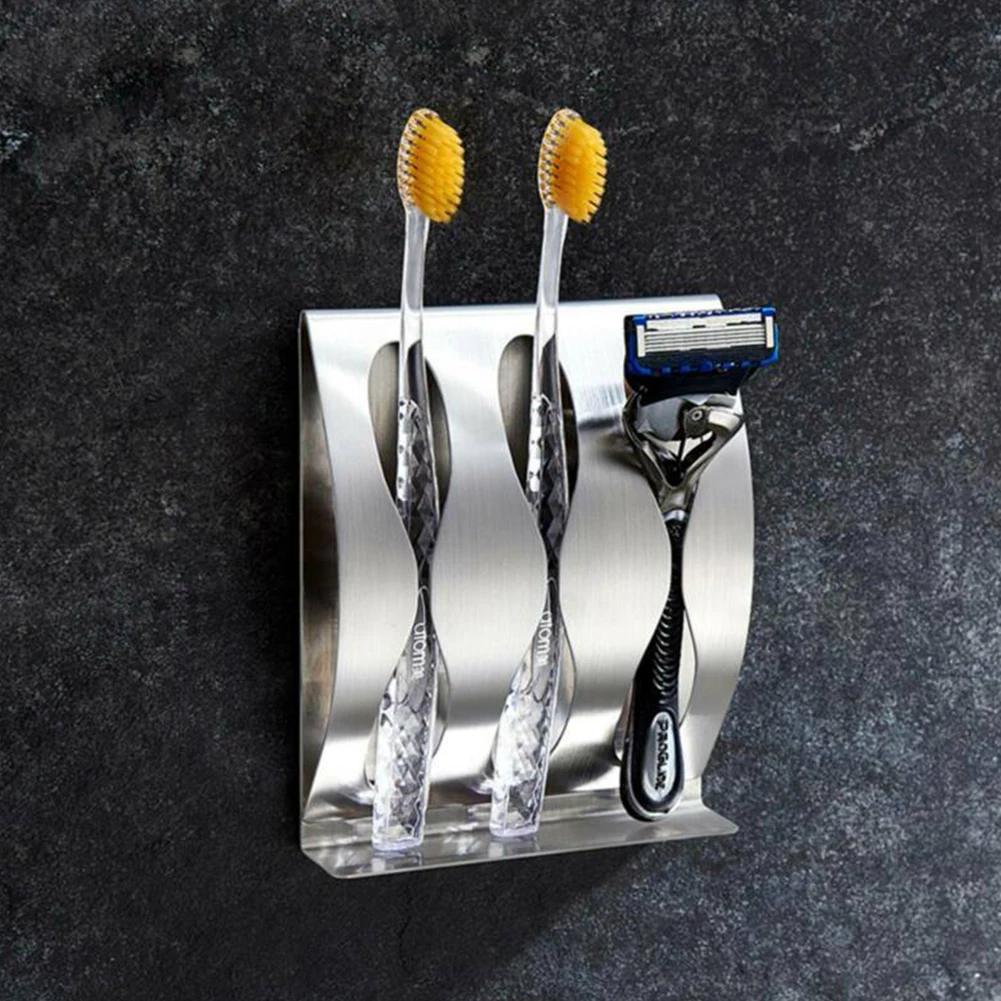 Box Holder Wall Toothbrush Holder Bath Home Self-adhesive Stainless Steel Wall Mounted No Drilling High Quality