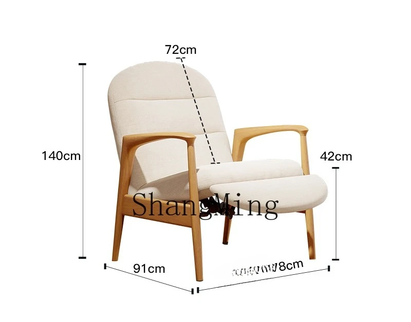 

ZHB functional sofa leisure chair ash wood small apartment living room lazy adjustable single armrest
