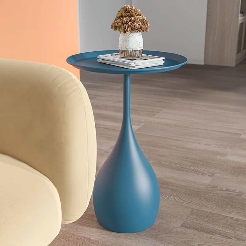 1pc Sofa Side Small Round Table, Tea Table, Light Luxury Mini Minimalist Bed Small Round Mobile Art