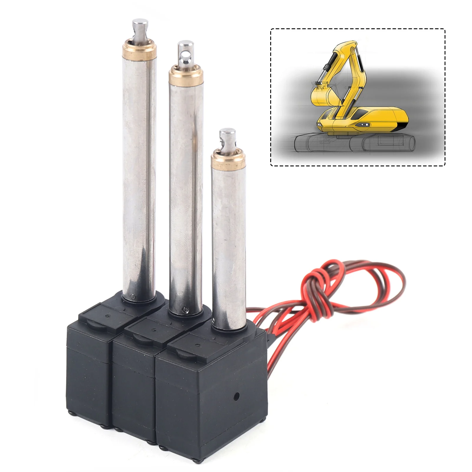 تركيبات المسمار التحديثية للحفارة، قضيب محرك 3 قطع، ينطبق على Huina 1592، ترقية أجزاء حفارة مؤازرة لقيادة الذراع المعدنية قضيب محرك #4