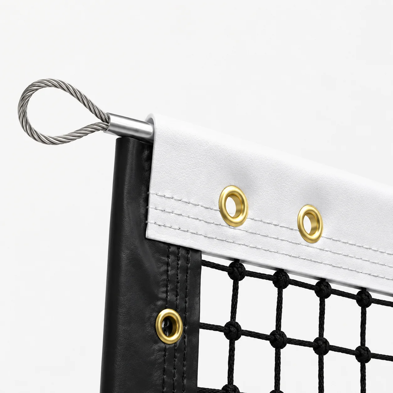 Tennis Net, Premium Braided Mesh, White Headband, Steel Cable, Brass Grommets, Reinforced Durable, for Stadiums and Courts