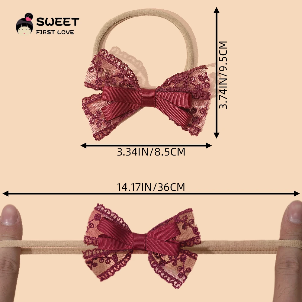 Bandeau élastique en nylon Bownot pour bébé, ruban de dentelle, bande de cheveux Kawaii, vêtements de sauna pour filles, accessoires pour cheveux pour enfants