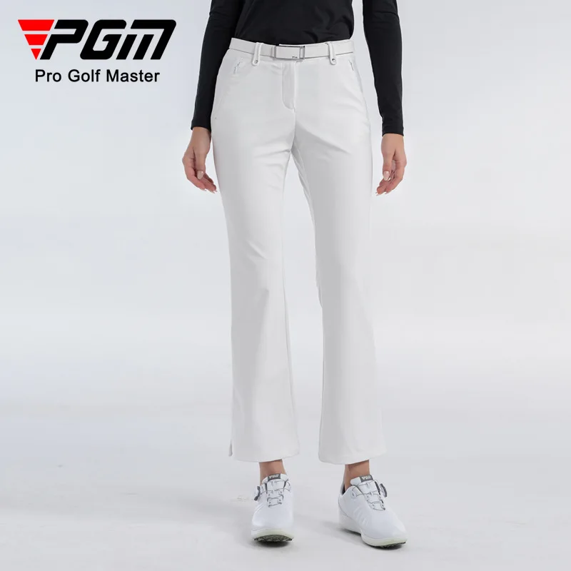 PGM Golf Women's Sports Fabric Pants, Micro Pull Pants, Hidden Zipper Pocket, Split Legs