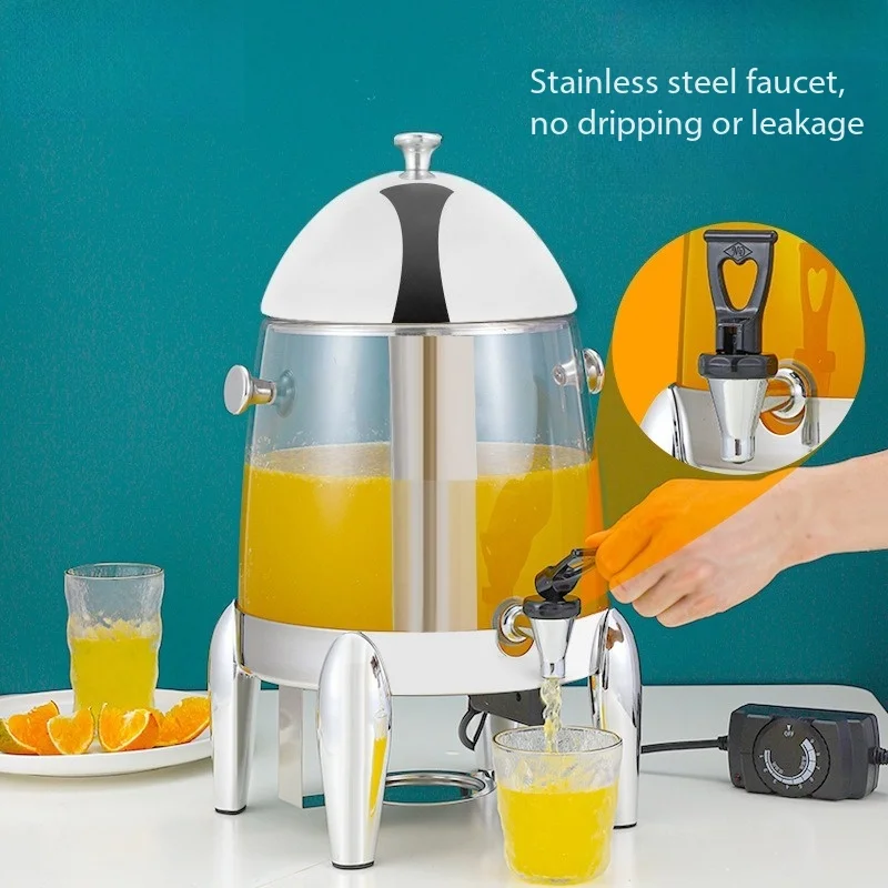 12L stainless steel coffee tripod juicer, buffet transparent beverage machine, can heat and keep warm soy milk bucket milk