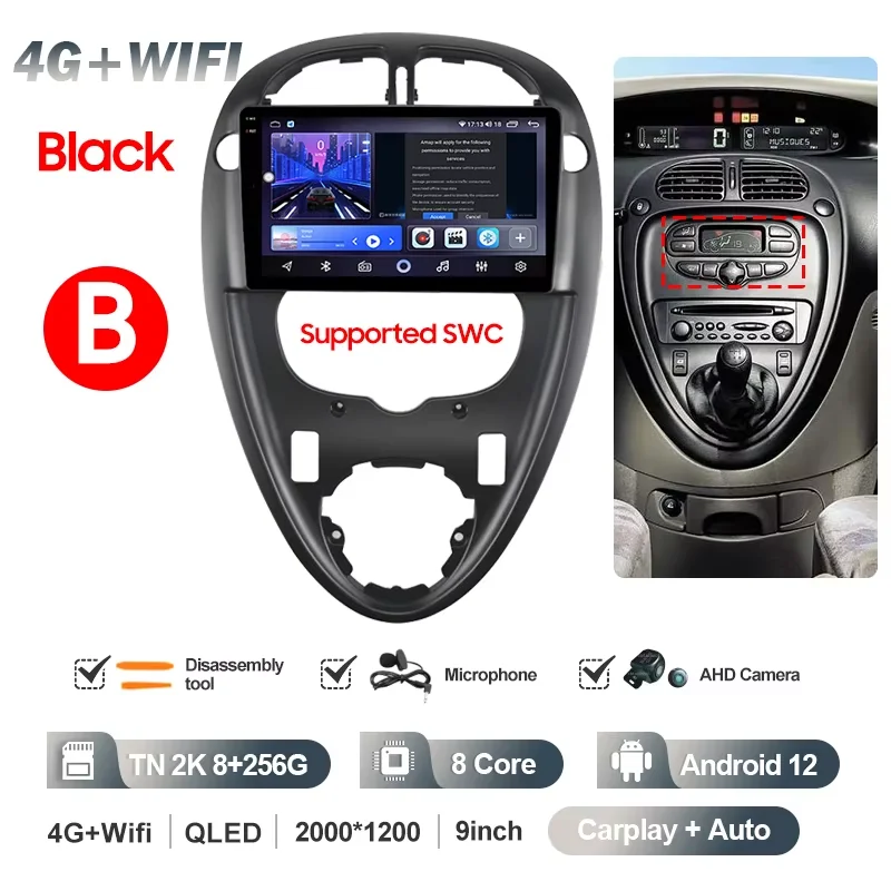 QSZN 2 Din Autoradio Voor Citroen Xsara Picasso 1999-2010 WiFi + 4G Multimedia Video Player Stereo GPS Navigatie Draadloze Carplay