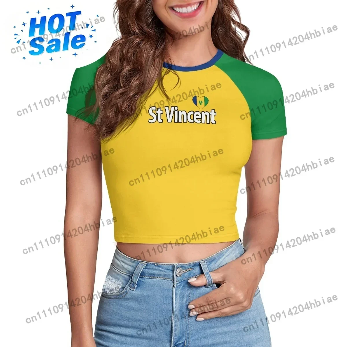 Saint Vincent and The Grenadines Square National Flag Girls Baby T-Shirt Custom St Vincent Vincentian Flag Womens Crop Tee Tops