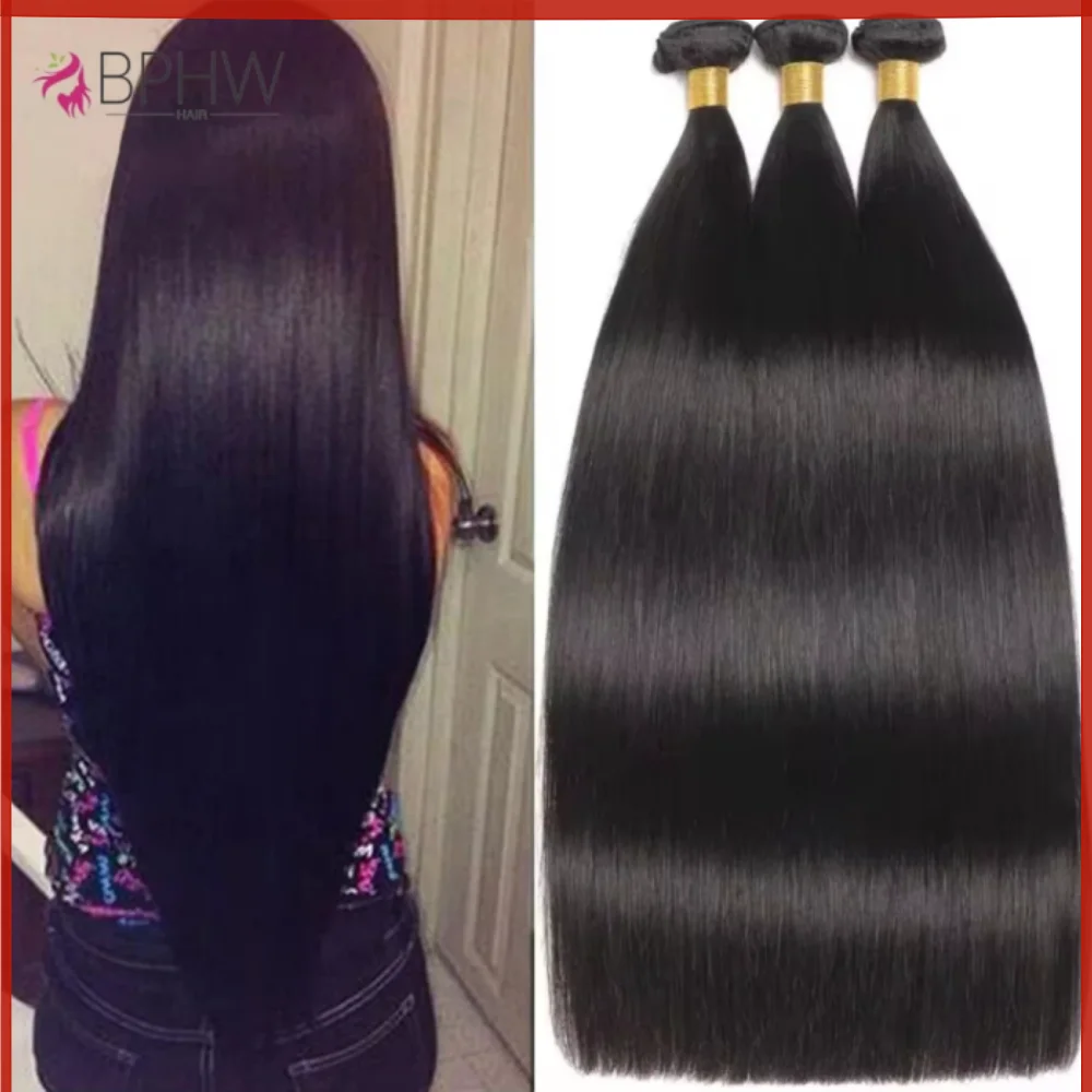 Mechones rectos peruanos 12A, extensiones de cabello humano liso de hueso, oferta de 1/3/4 mechones, Color Natural para mujeres negras, venta al por mayor