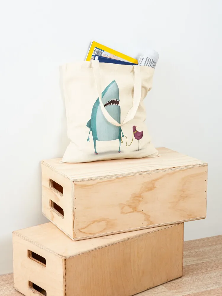 Shark and bird friend Tote Bag canvas bags shopping trolley bag shopping bags foldable