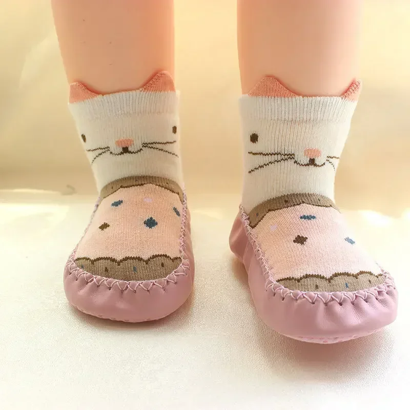 Winter Baby Cartoon Animal Floor Socks with Rubber Soft Anti Slip Sole Newborn Girls Boys Cute Toddler Shoes Socks Infant Stuff