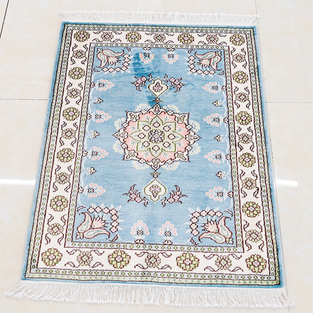 2x3ft Silk on Silk Carpet Price Cheap Handmade Persian Rug Discount Oriental Area Rugs Small Home Rug for Sale
