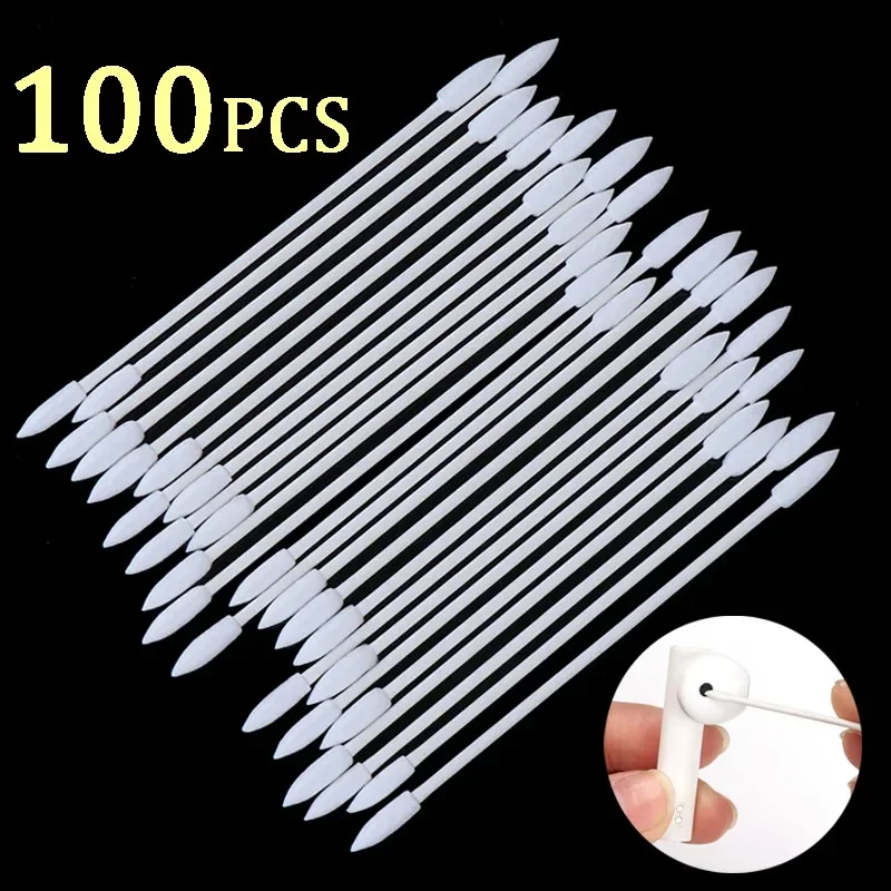 100-10Pcs Dust Free Disposable Cleaning Swab Cotton Stick For AirPods Earphone Headphone Keyboard Phone Charge Port Cleaner Tool