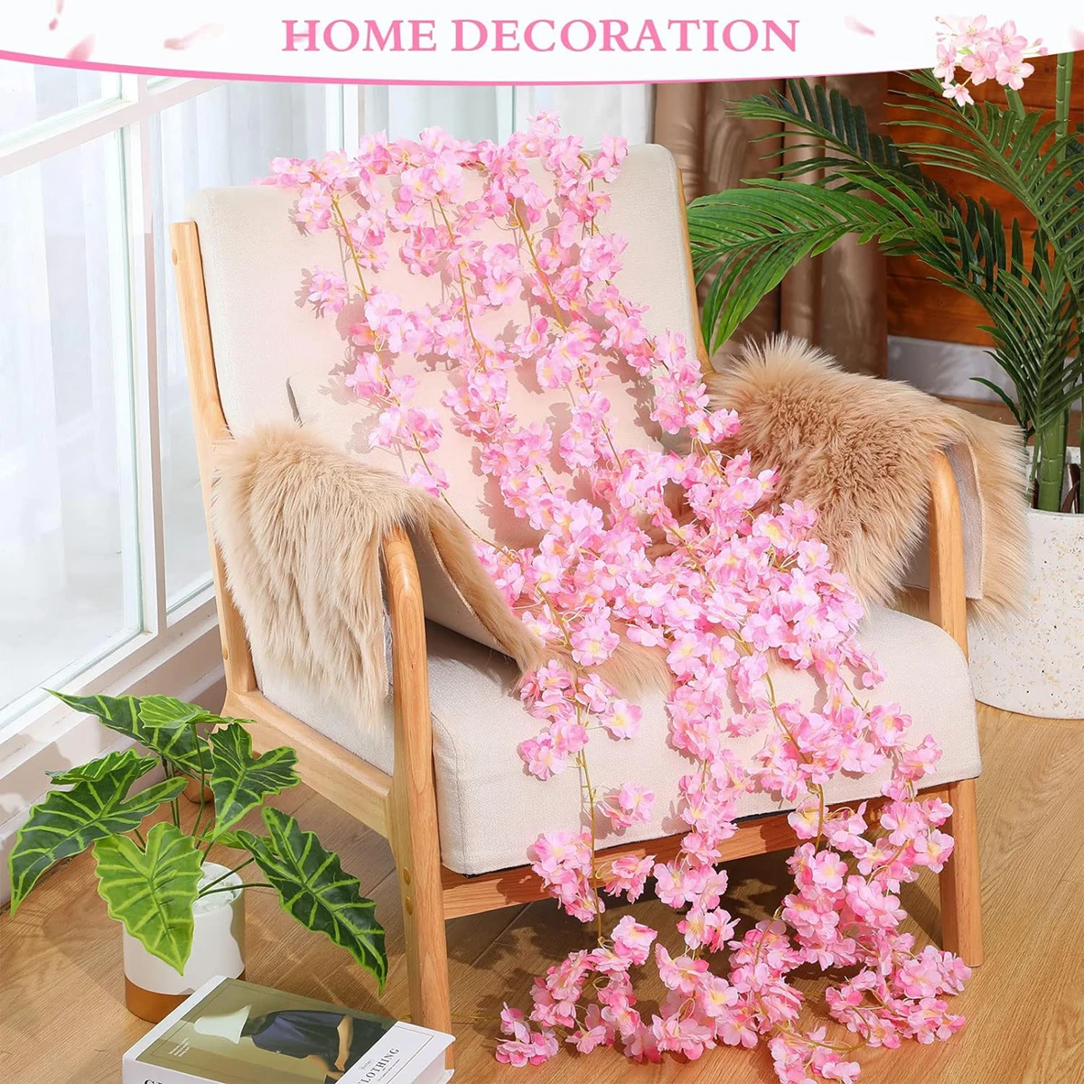 180CM Artificial Sakura Flowers Vine Wedding Garden Yard Arch Home Room Decora Valentine's Day Bridal Fake Silk Scrapbook Plants - view 6