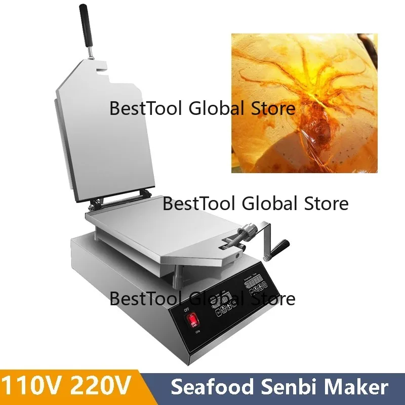 110V 220V Frisch zubereitete Garnelen-Tako-Senbei-Maschine, Pfannkuchen-Grill, Meeresfrüchte-Kuchenmaschine, Oktopus-Cracker-Maschine