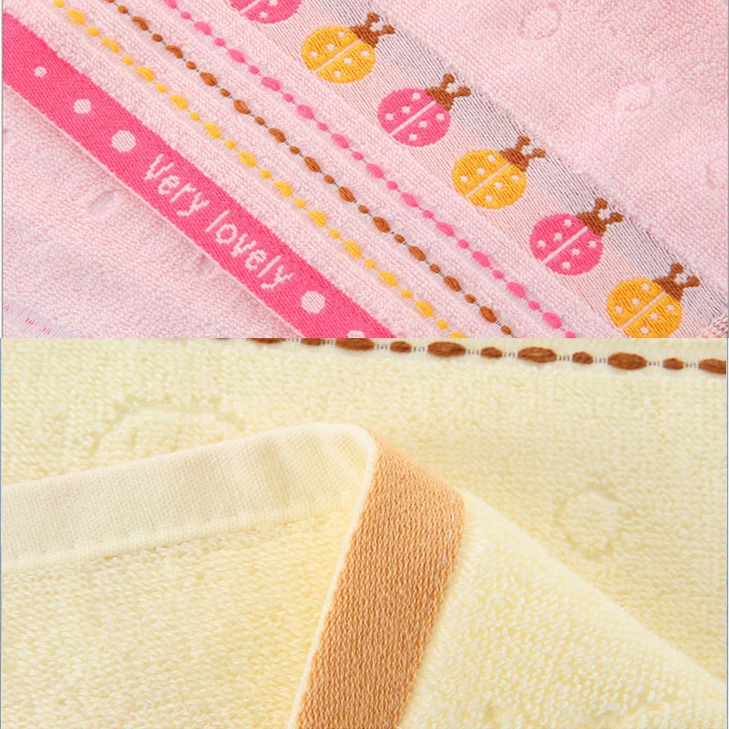 Pure Cotton Children’s Towel 2 Styles Soft and Absorbent Baby Children’s Student Face Wash Towel Cotton Baby Kindergarten Towel