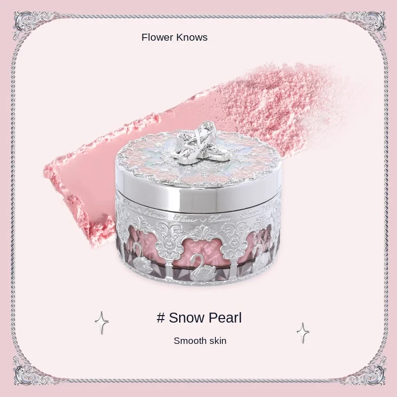 Original Flower Knows Swan Ballet Setting Loose Powder Makeup Matte Finishing Oil Control Rose Scent Loose Powder 12G/0.42OZ