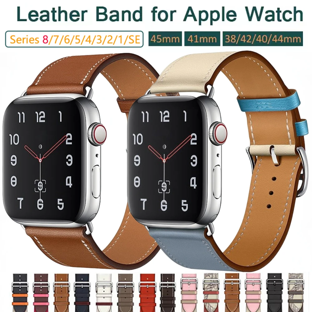 

Genuine Leather Strap for Apple Watch Ultra 49mm 9 8 7 45mm41mm Watchbands for iWatch Series 6 5 4 3 SE 44mm 40mm 42mm 38mm Belt