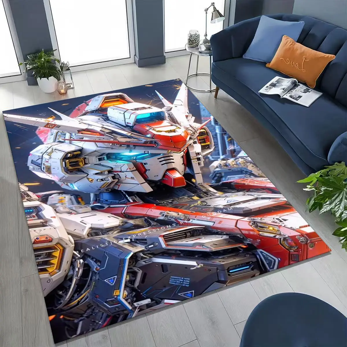 

27 Style Retro Gundam Cartoon Robot Rug for Bedroom Living Room Sofa Home Doormat Decor, Large Kid Play Non-slip Floor Mat Gift