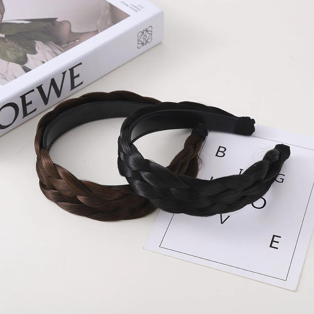 Bohemian Nature Hair Accessories Toothed Non-slip Hairband Wig Twist Braid Hair Hoop Artificial Fishbone Style Braided Headband