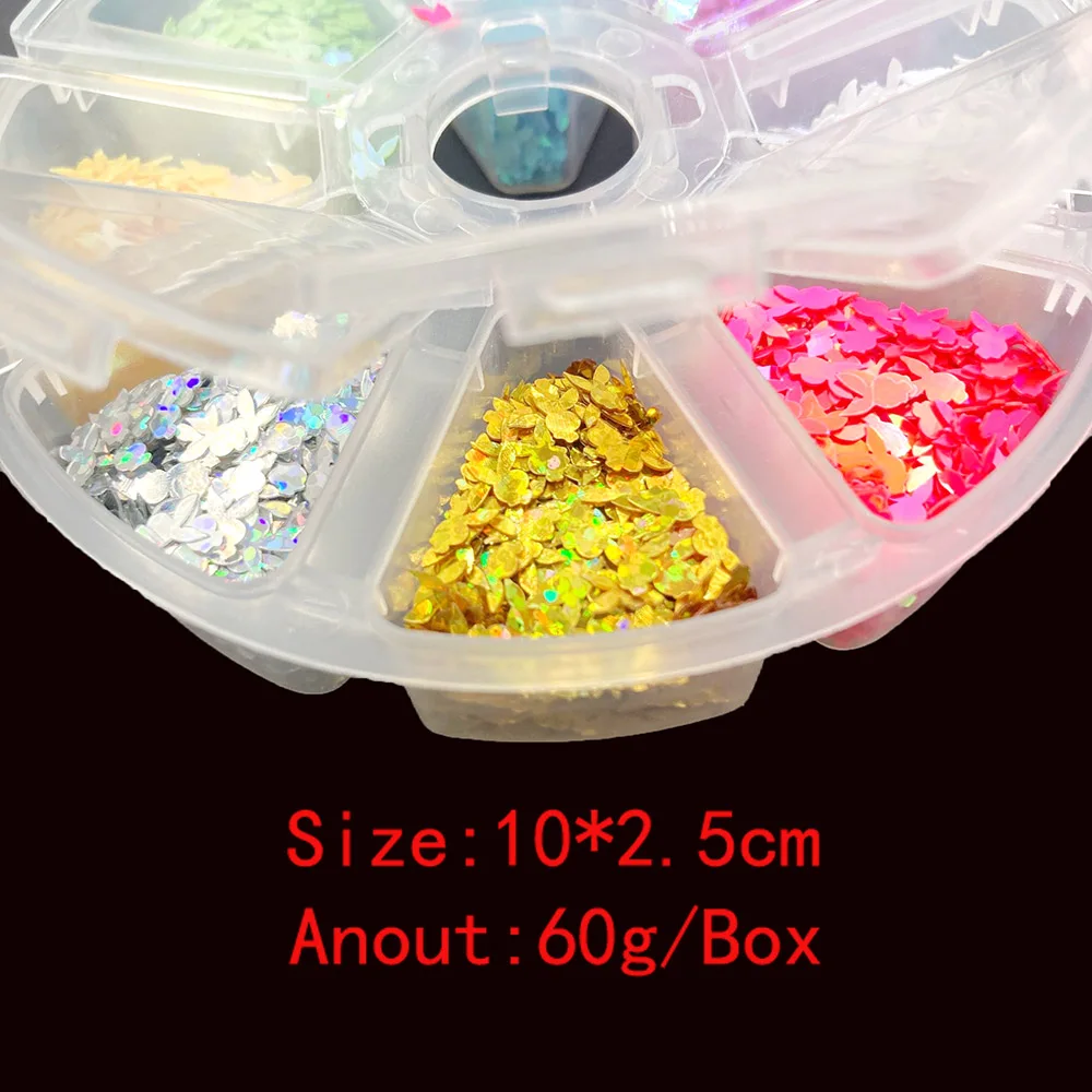 60g/Box Cat Paw Flower Rabbit Head Shape Loose Sequins for Crafts Paillettes Glitter Nail Art Decoration DIY Confetti Accessorie