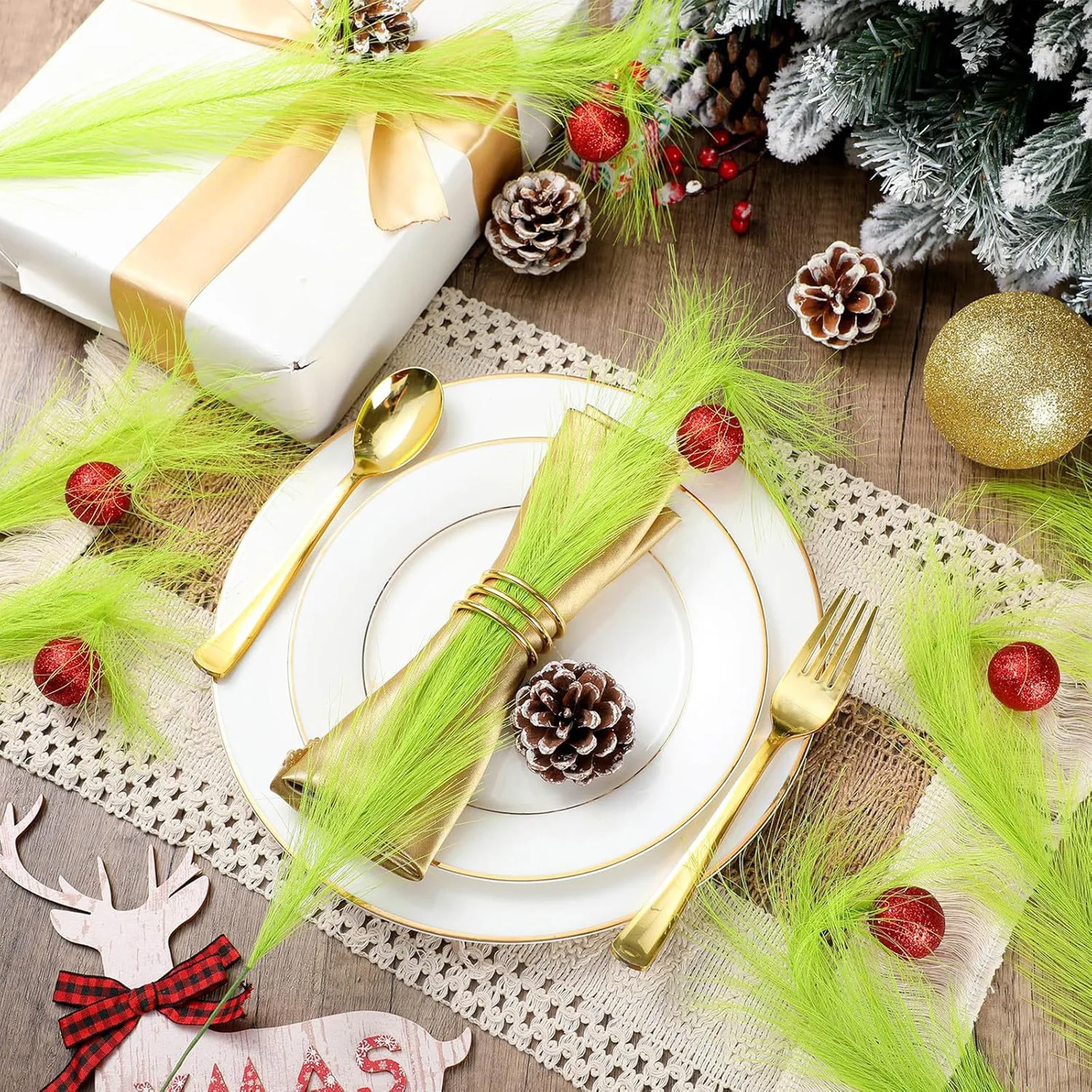 8 قطعة شجرة عيد الميلاد توبر قزم الزينة بريق التوت ينبع كرات حمراء انحناء الحرفية لعيد الميلاد حفلة المنزل مكتب تزيين في العطلة #5