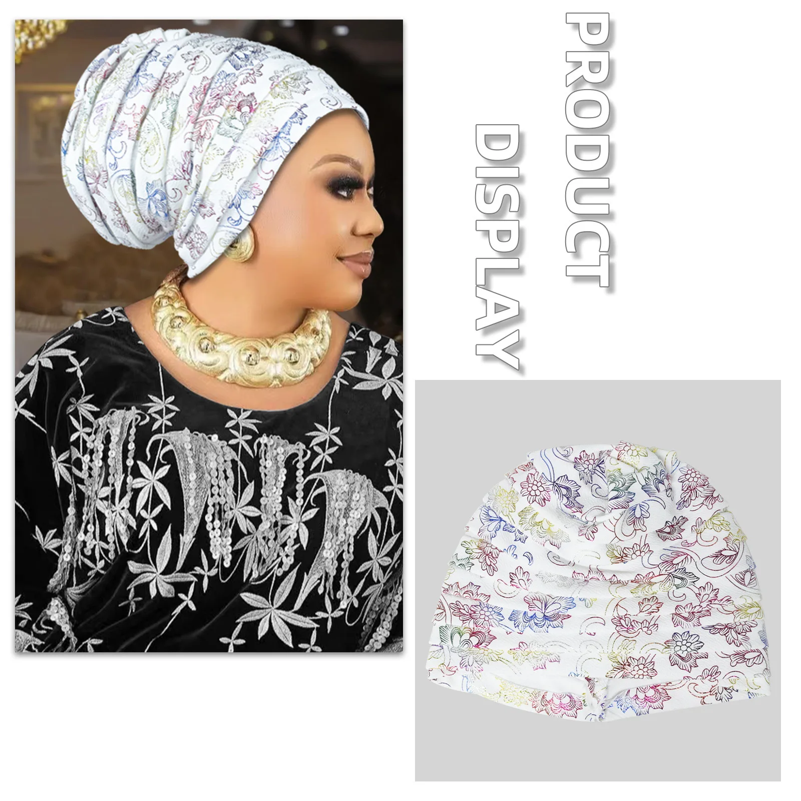 Glitzernde Ganzkörper-Turban-Kappe für Frauen, 2025, Damen-Kopfwickel, muslimisches Kopftuch, Hut, Turbante Mujer, afrikanische Kopfbedeckung – Detail 9