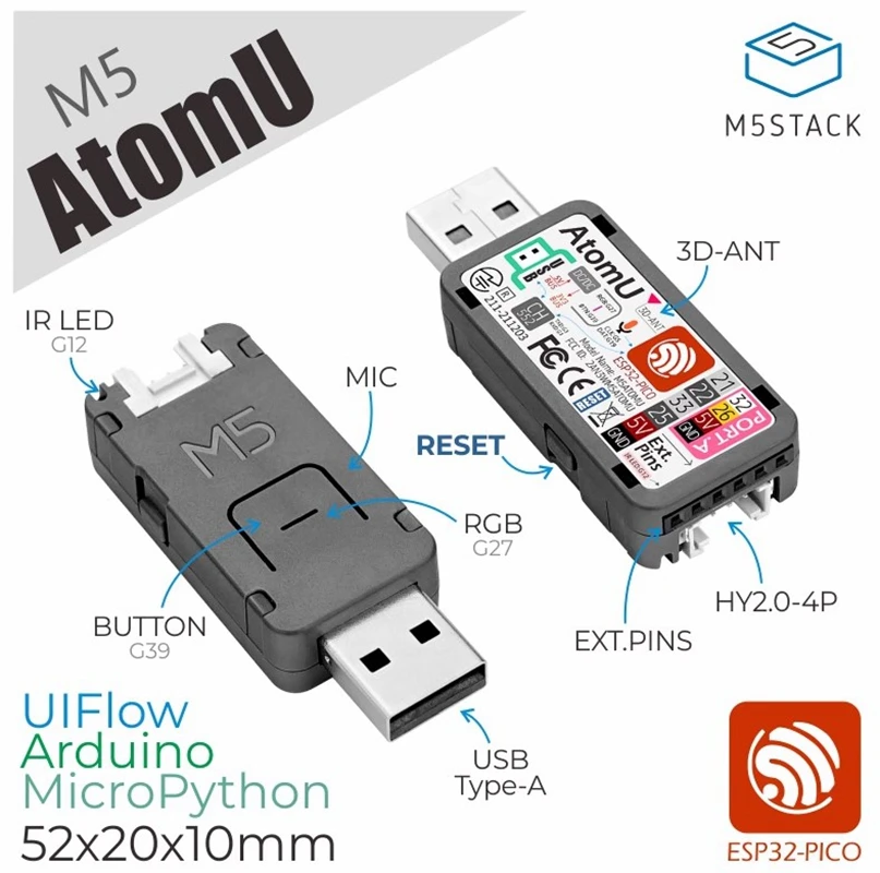 M5Stack Atom U  Speech recognition development board Programmable IoT controller ESP32