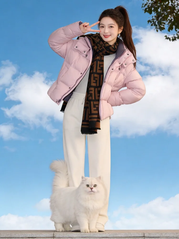 

Розовая модная хлопковая куртка с капюшоном для женщин: теплая, простая, стильная, зимняя новинка, верхняя одежда, модная, антивозрастная