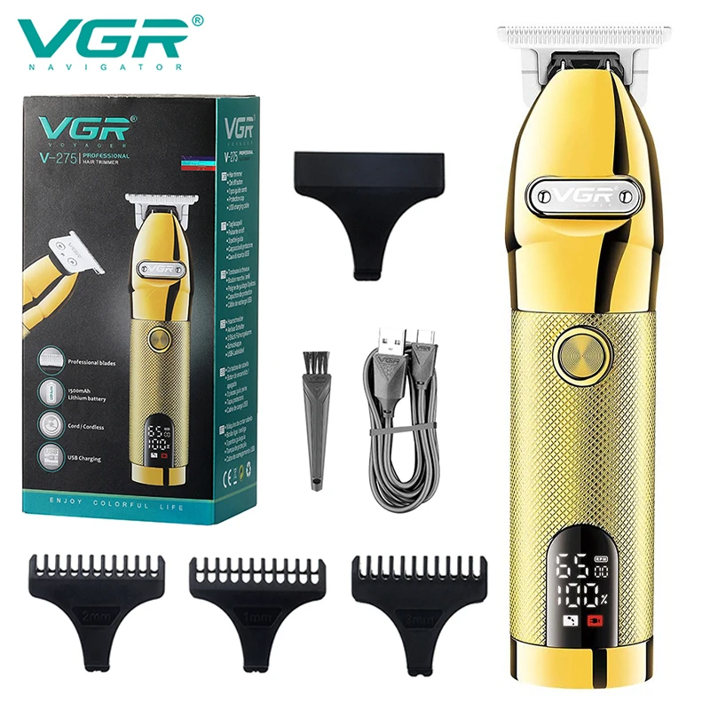 VGR New Style Electric Hair Clipper High Power Shaver LCD Rechargeable Metal Clipper Electric Hair Clipper V-275