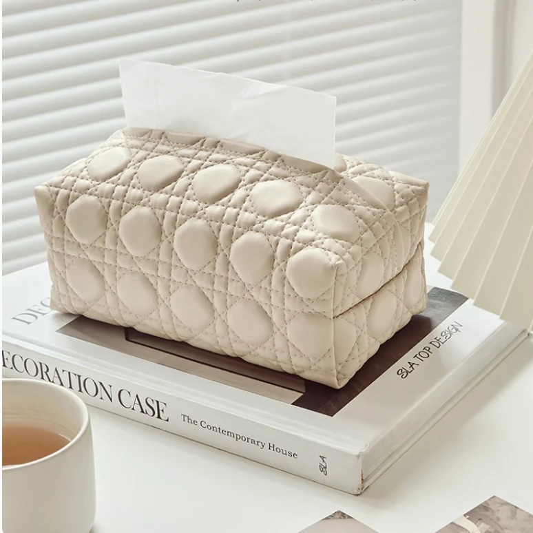 

Luxury Leather Pattern 3D Paper Drawer Box Tissue Drawer Paper Napkins High Quality Living Room Storage Box Home Decoration