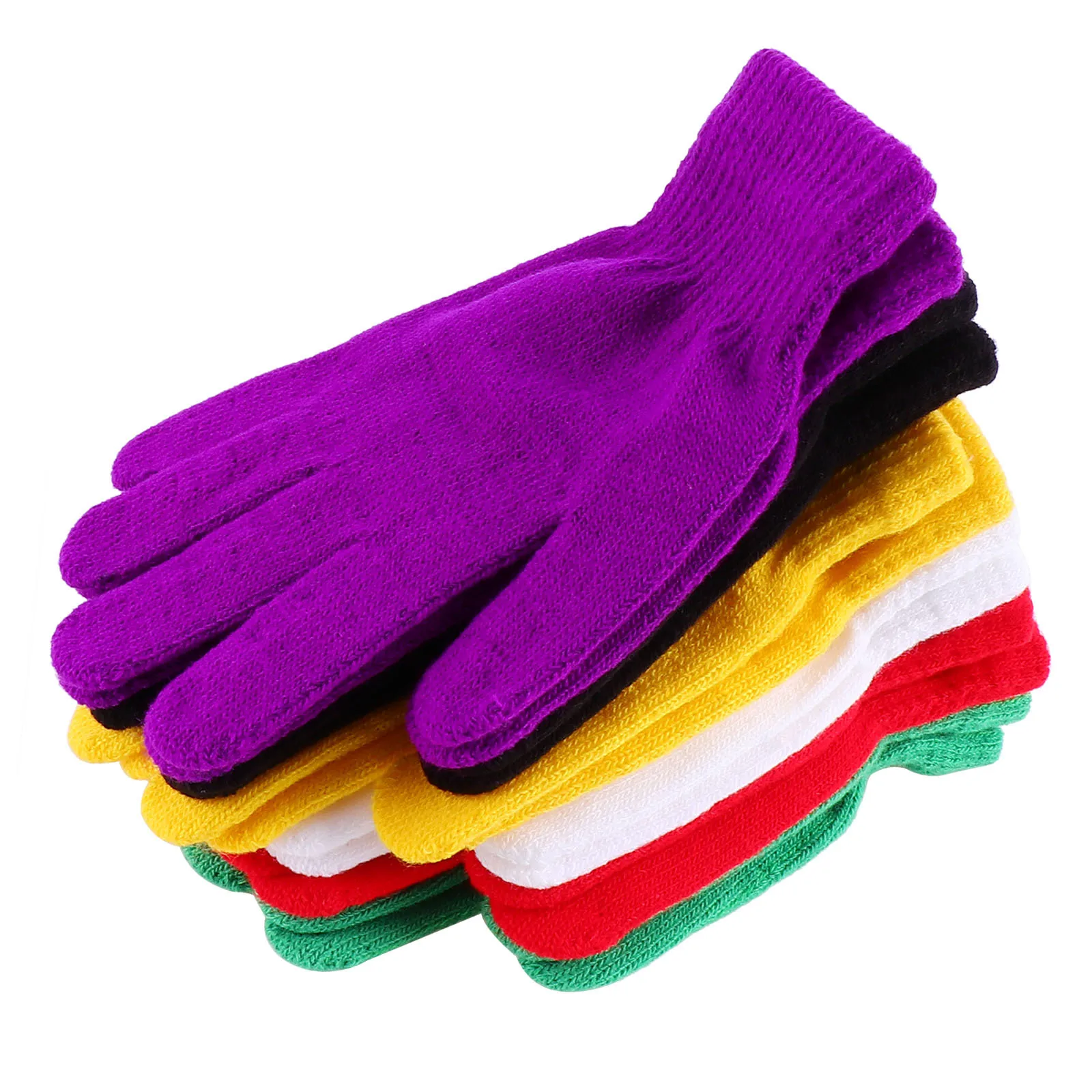 

6Pairs Pure Color Cycling Gloves Winter Warm Knitted Full Finger Knit Gloves Cashmere Soft Thermal Wear for Daily Outdoor Sports