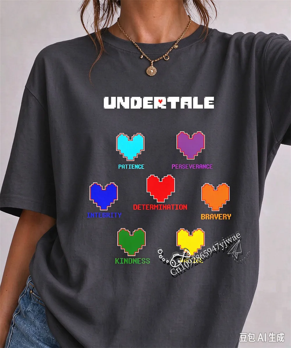 Undertale Logo Soul Features Color Pixel Love Graphic Short Sleeve  StreetWear Gaming Hobby T-shirt Summer Men Women T-shirt