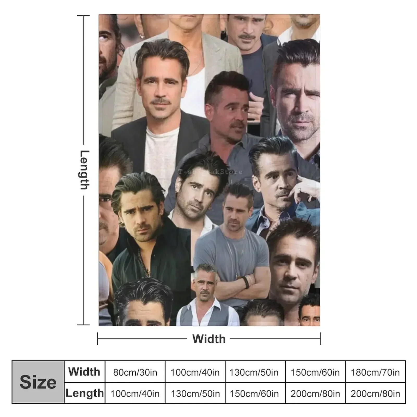colin farrell photo collage Throw Blanket couch cozy soft plush fuzzy picnic outdoor blanket