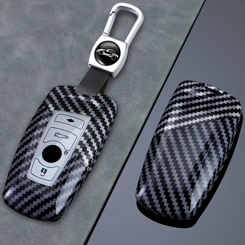 

For BMW 1 3 5 7 Series X1 X3 X4 X5 F10 F15 F16 F20 F30 F18 F25 M3 M4 E34 Carbon Fiber Car Key Case Cover Shell Keychain Holder