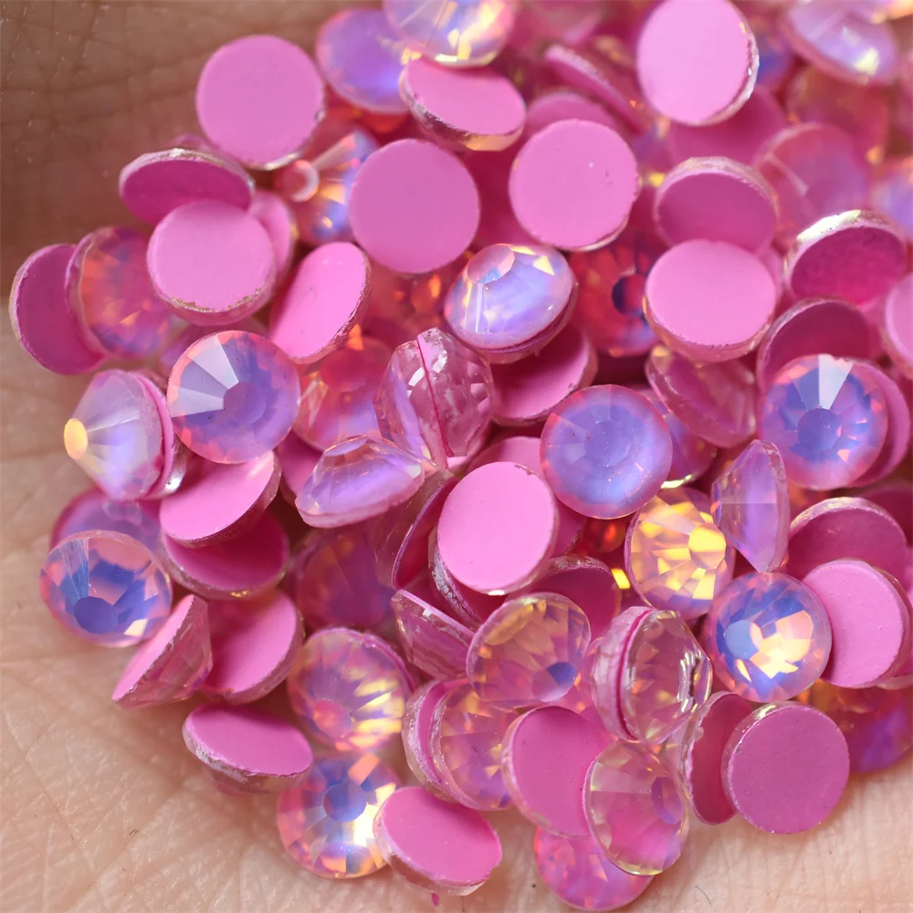 Cristales de Cristal AB de Color Rosa Oscuro Luminoso Neón Mocca, Adornos de Uñas con Pegamento, Strass para Decoración de Teléfonos