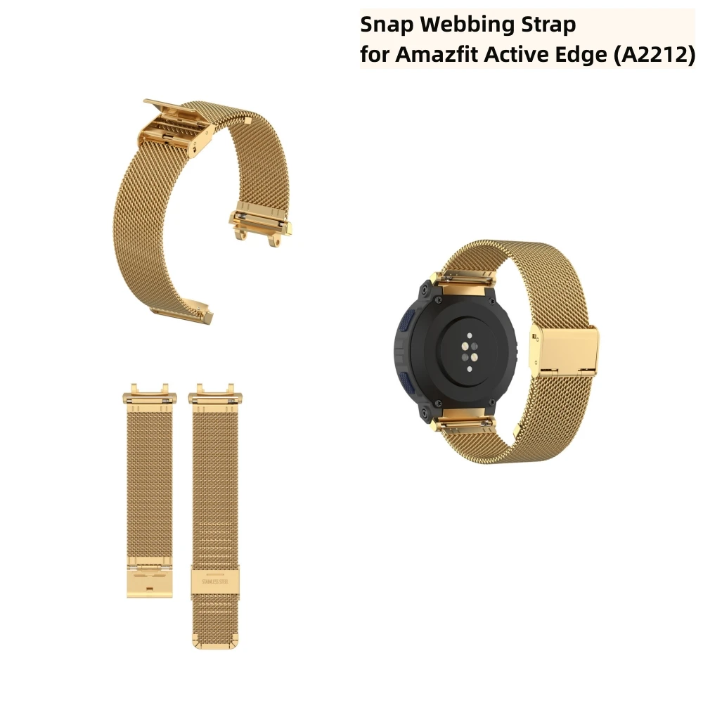 For Amazfit Active Edge (A2212) Stainless Steel Snap Webbing Watch Strap Watch Accessory