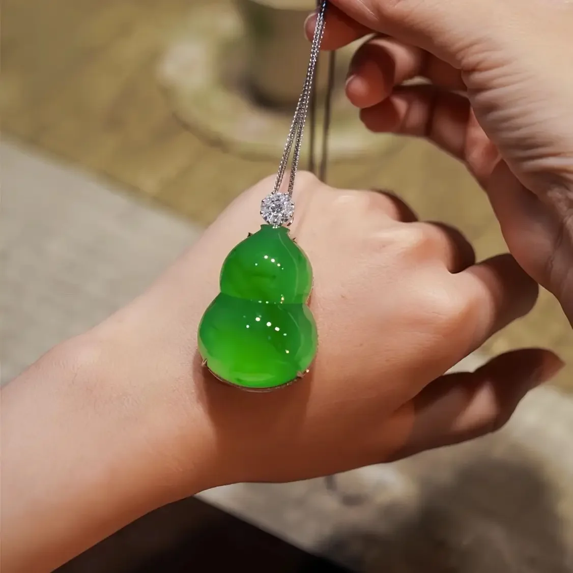 

Pendant inlaid gourd necklace temperament jadeite pendant genuine 100 jade pendant