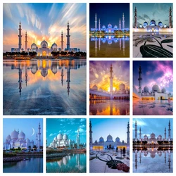 Abu Dhabi Sheikh Zayed Grand Mosque Religious Diamond Painting AB Drills Dome In United Arab Emirat Landscape Cross Stitch Decor