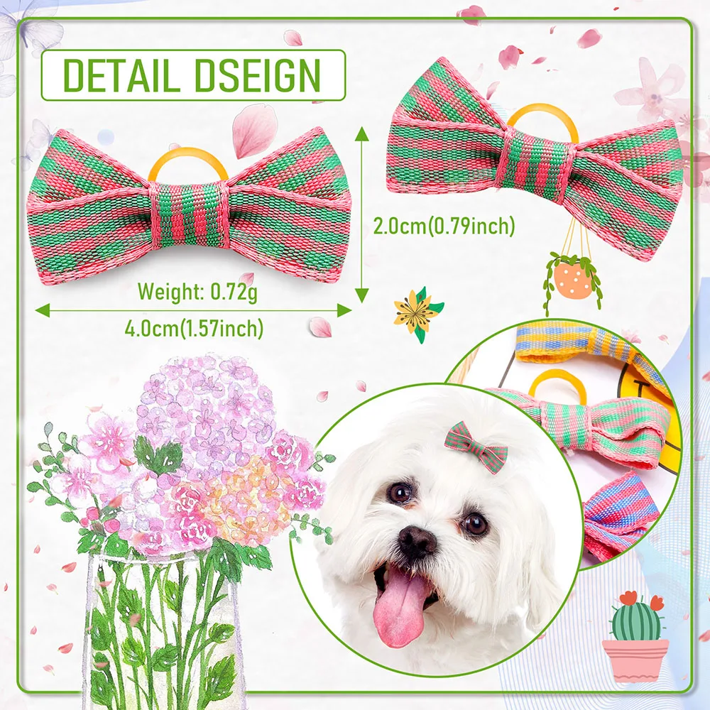 10PCS Pet Grooming Hair Bows Puppy Mix Colours Decorate Hair Accessories for Small Dog Hair Rubber Bands Dog Supplier