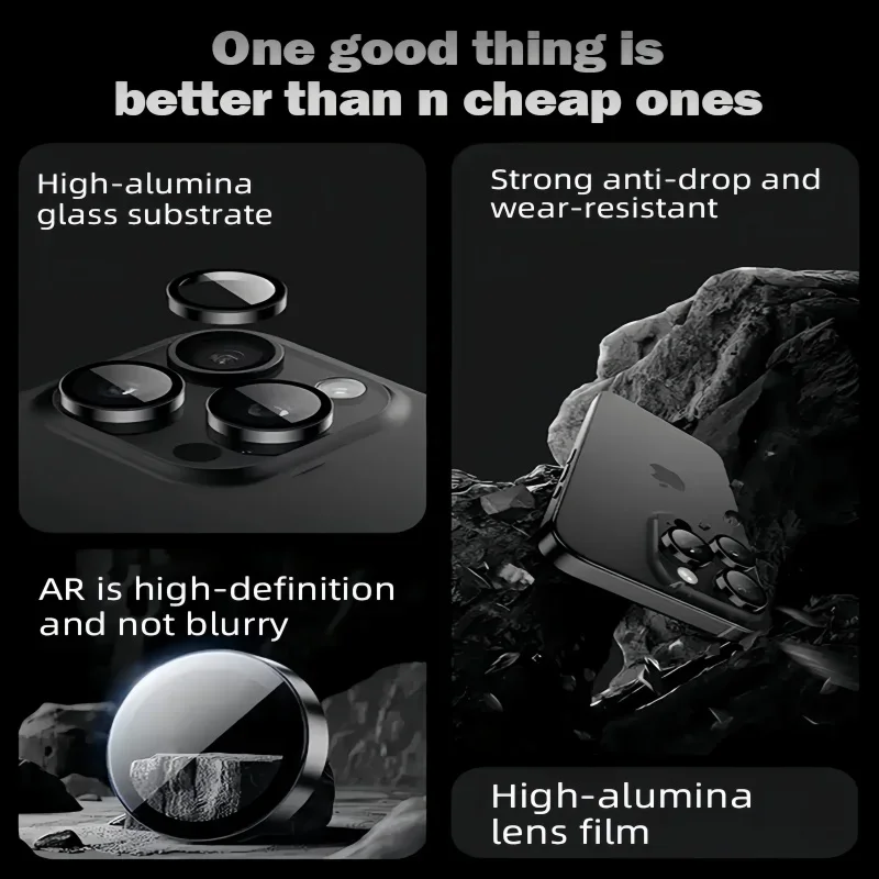 Металлическая защита камеры для iPhone 17 pro Max 17 Air 14 15 16 pro Max plus кольцо из сплава с задней крышкой объектива из закаленного стекла