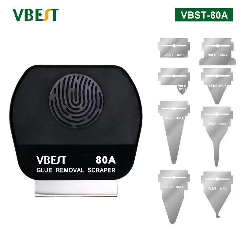 VBST-80A Glue Removal Scraper Set Stainless Steel Blades Multipurpose Magnetic Double-sided Blade Phone Maintenance Tool Knife