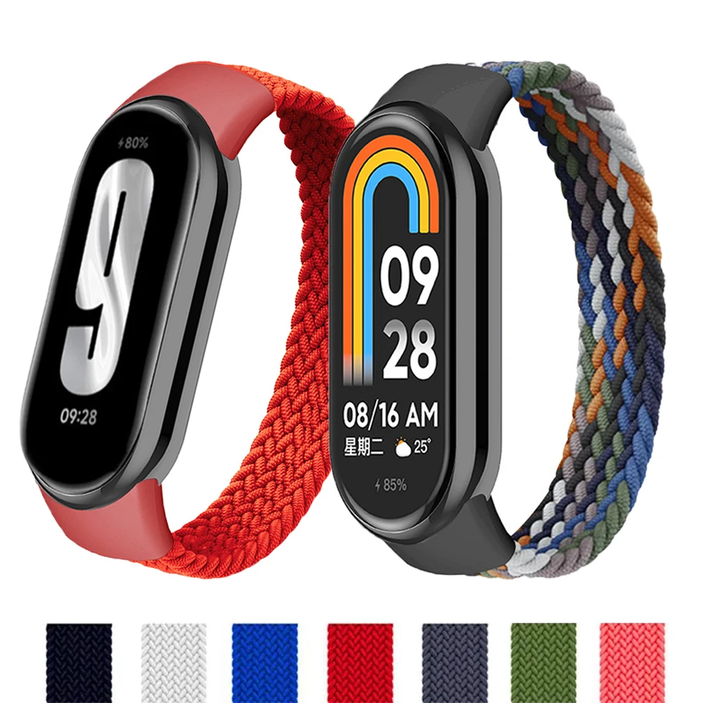 Braided bands for Mi Band 9/8/7/6/5/4/3 Strap accessories Elastic Nylon Replacement belt bracelet correa for Xiaomi Miband 8 NFC