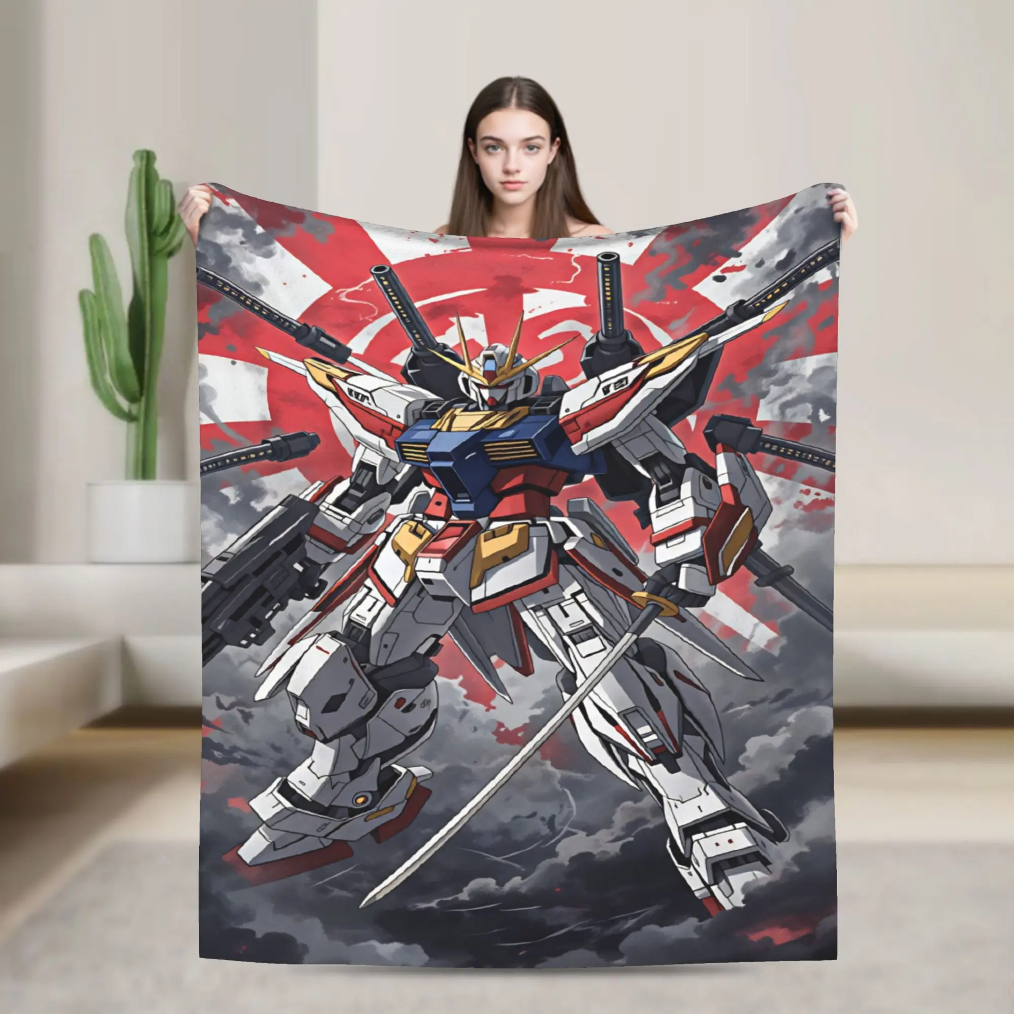 Mobile Suit Gundam Blanket  Soft Funny Plush Bedding Throws For Home Decor Decorative Flannel Bedspread Bed Cover