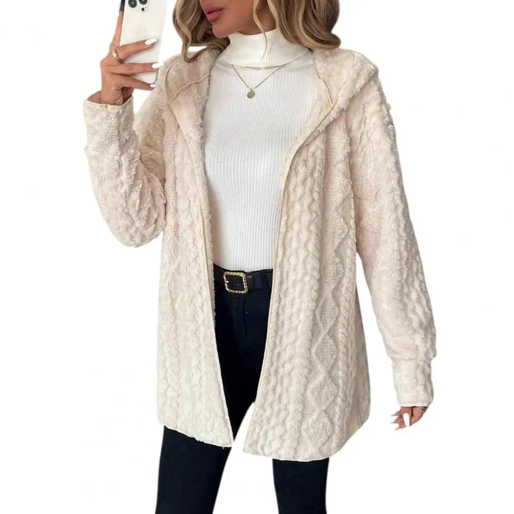 Winter Wardrobe Essentials Women’s Hooded Fleece Jacket Warm Thermal Zip-up Coat Long Sleeve Outerwear for Fall Winter Seasons