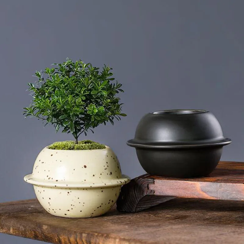 Ceramic Plant Pot Creative Ball Flowerpot Cactus Planter Container Desktop Ornaments Vase Home Garden Decor