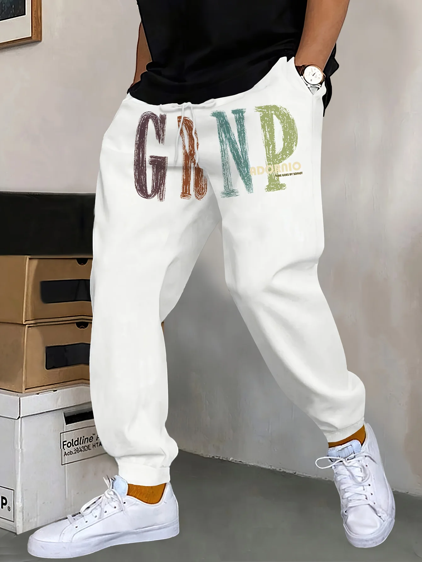 

The new men's trousers for Spring and Autumn 2025 are casual fashionable skin-friendly and soft with letter prints for street we