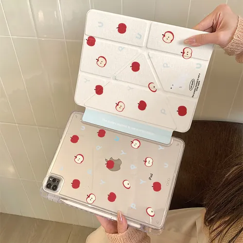 Imagen 2 del producto Funda Red Apple Puppy Cat para iPad Pro 11 M2 M3 M4 M5 A16 2025 Air 4 5 6 7 12.9/13/9.7/10.2/10.5/9.7in 5ª 6ª 7ª/8ª/9ª 10ª 11ª generación