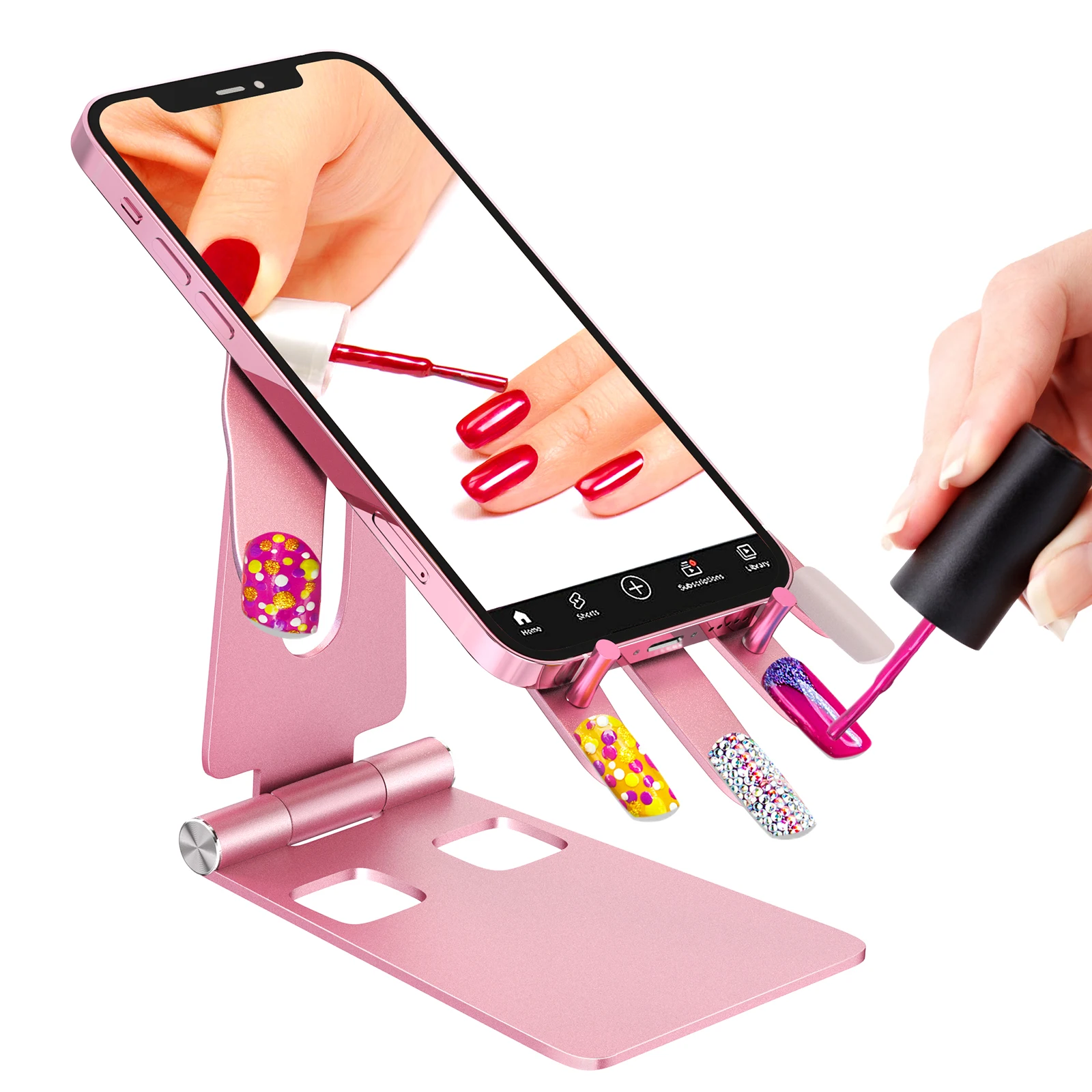 Nail Art Practice Stand, Fake Nail Practice Display Stand With Mobile Phone Holder, Suitable For Manicure Beginners To Practice