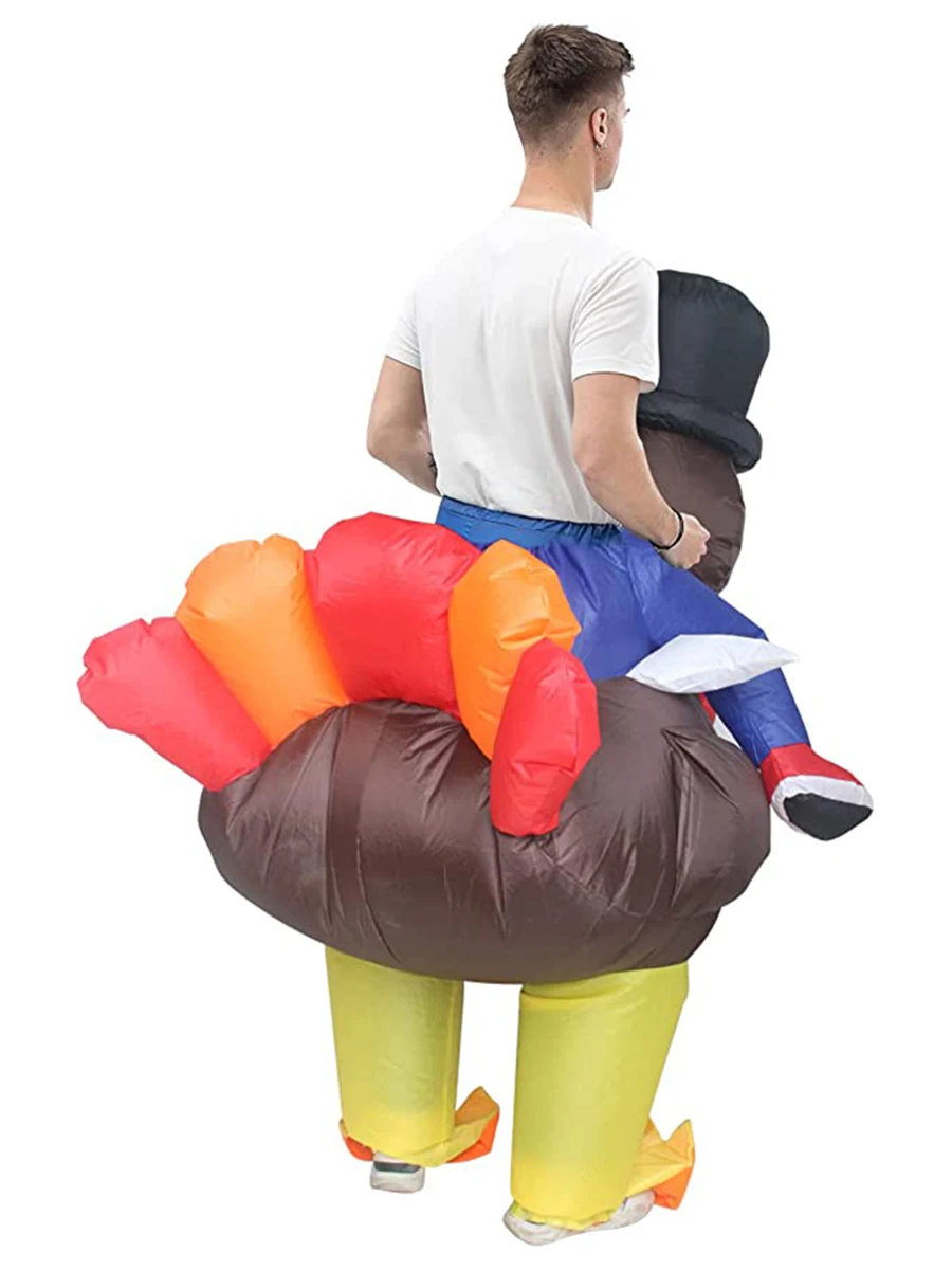 JYZCOS Inflatable Turkey Costume Funny Blow Up Cosplay Suit for Adult Halloween Party Christmas Thanksgiving Turkey Fancy Dress